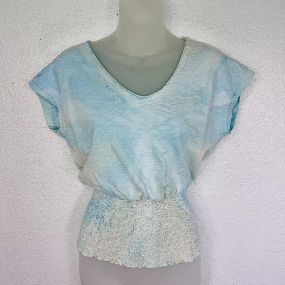 Hard Tail Forever Y2K Top Womens Small Smocked Waist Tie Dye Tee T Shirt USA